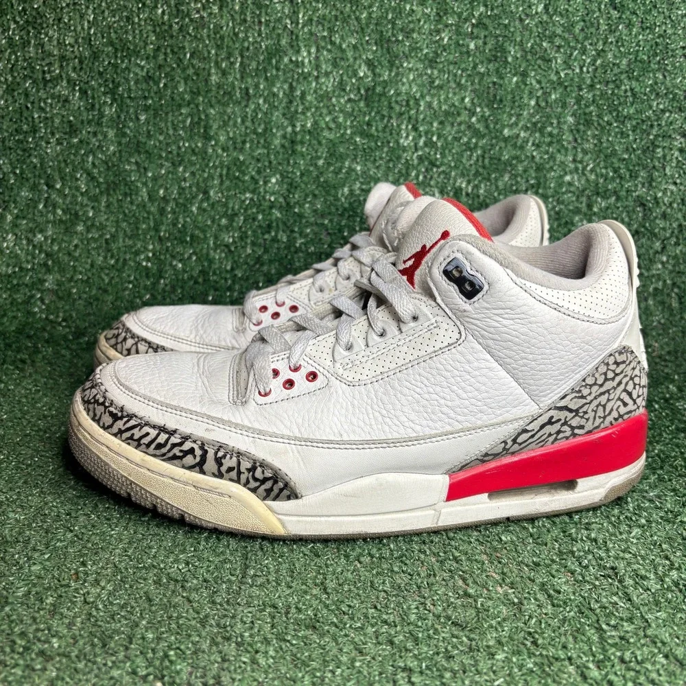 Jordan 3 Retro Katrina Hall of Fame Elephant Print Sneakers White Mens Size 10
